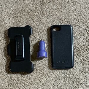 OtterBox Black Case and Holster with Purple Charger